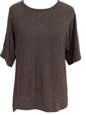 Eileen Fisher brown silk blend Short-Sleeve lightweight sweater size XS.
